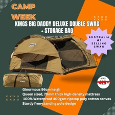 Adventure Kings Big Daddy Deluxe Double Camping Swag Tent+ Storage Bag