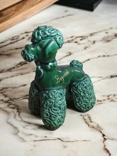 Caniche Royal Vert et Or Vallauris Céramique, Collection Porcelaine Signé 