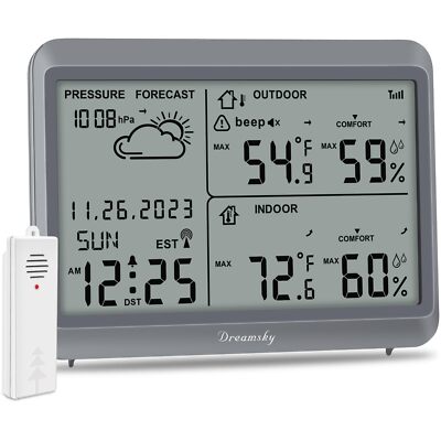 Weather Station Indoor Outdoor Thermometer Wireless - Atomic Clock with Indoo...
