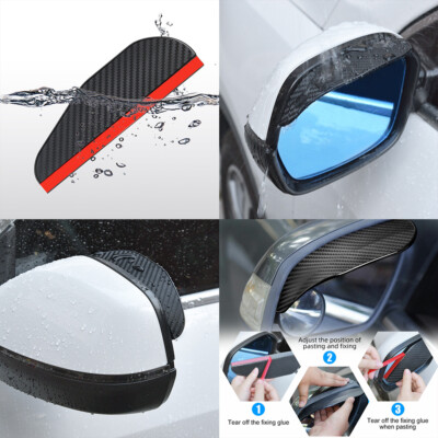 US 2 Rear View Side Mirror Rain Sun Visor Smoke Eyebrow Guard Carbon Fiber Car