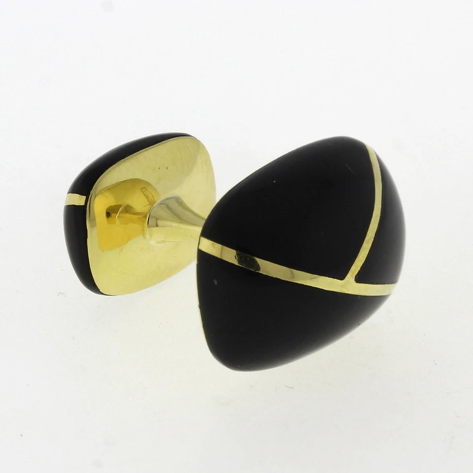 Single Men's Tiffany & Co. Cufflink 18K Yellow Gold & Black Onyx One Only - Imagem 4 de 4