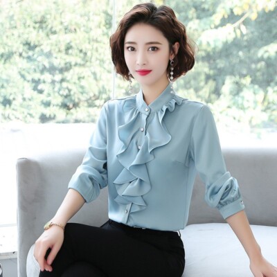 Women Chiffon Ruffles Shirt Slim Blouses Elegant Top Mock Neck Professional Top | eBay Women Chiffon Ruffles Shirt Slim Blouses Elegant Top Mock Neck Professional Top | eBay