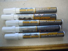 White Medium Bullet Tip Xylene-Free Rock River  Paint Marker- Lot of 5