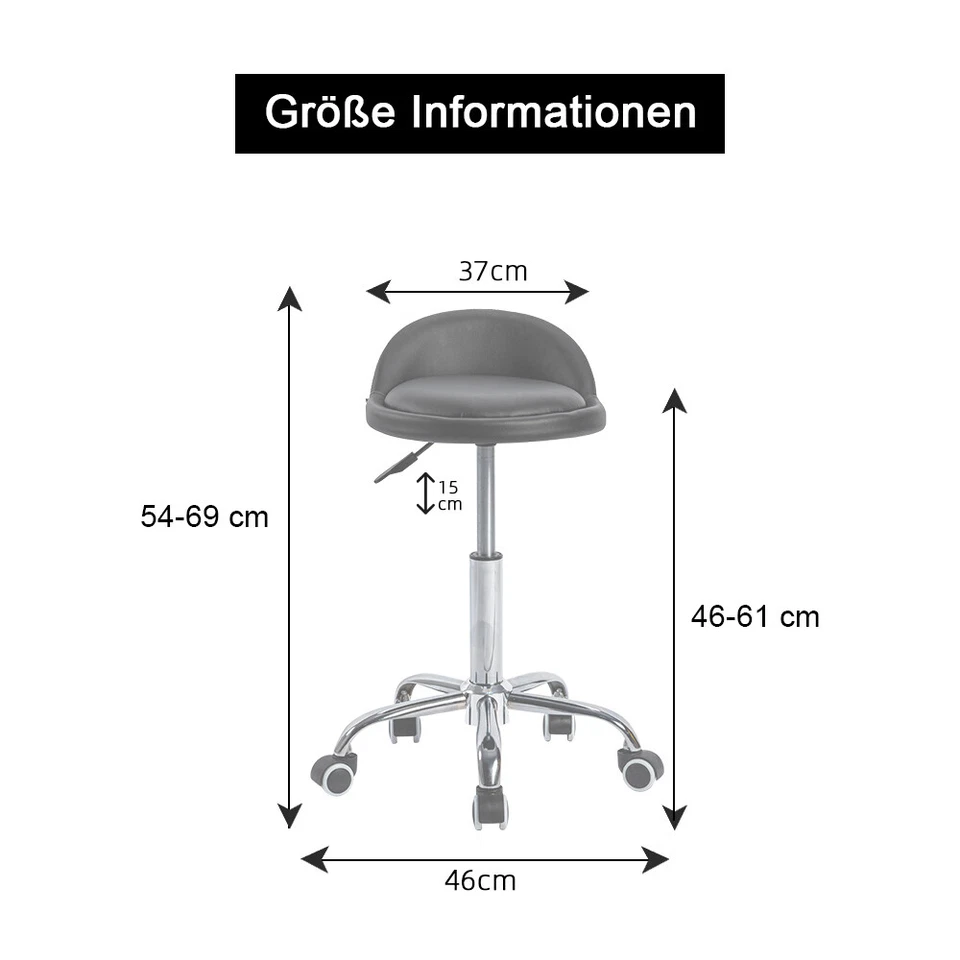 Drehhocker Rollhocker Sitzhocker Praxishocker Gepolstert Hocker Höhenverstellbar - Bild 4 von 4