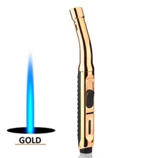 Butane Jet Adjustable Flame Gun Torch Lighter Welding Windproof Refillable Gold.