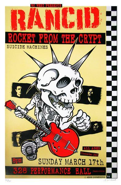 Adam Swinbourne - 1996 - Rancid Concert Poster W/ Rocket
