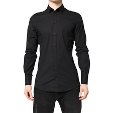 DOLCE & GABBANA Shirt Black GOLD Cotton Dress Formal Men 40/US16/M RRP 450usd