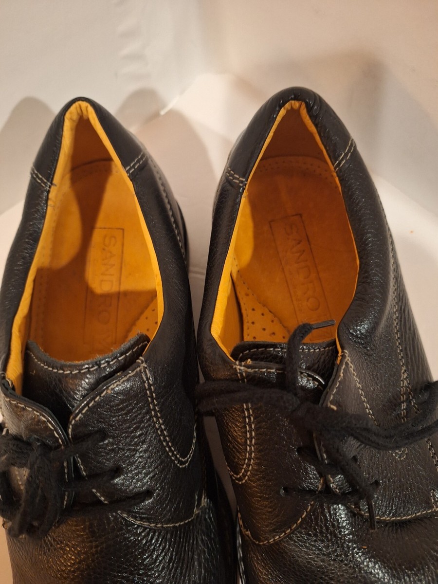 Mens Black Leather Sandro Split Toe Derby Oxford Lace Up  display picture 2