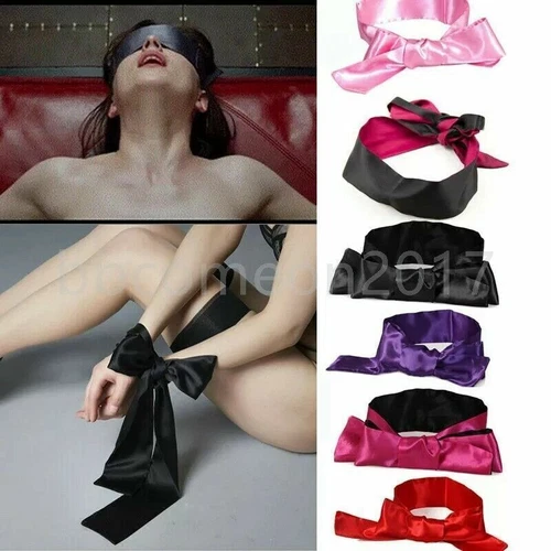 1PC Silk Satin Eye Mask Blindfold Eye Cover Sleep Binding Couples Role Play - Picture 1 of 29