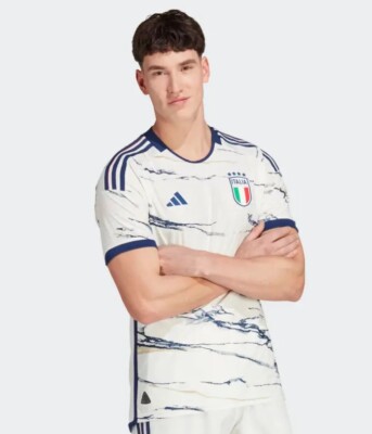 Adidas Italy 2023 Away Authentic Slim Fit Beige Soccer Jersey Sz