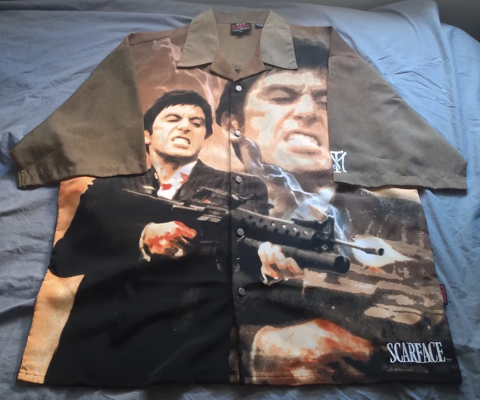 Scarface Vintage Dragonfly Button-Up Short Sleeve Shirt Size 3X Tony Montana - Image 3 of 4