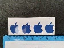 4 Adesivi In Vinile Blu Lucido Logo Mela Apple Smartphone Tuning Auto