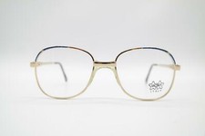 Vintage Luxottica 2118 Gold Blue Oval Glasses Eyeglass Frame NOS