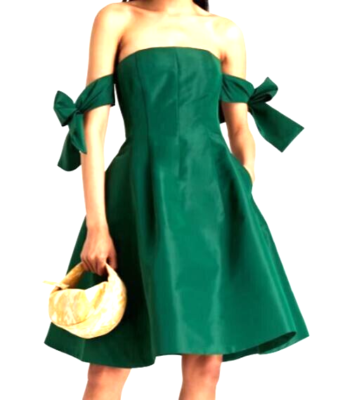 slim fit dress slacks Off Shoulder Side Slit Dark Green Satin Long Evening Prom Dresses, MR9 –  MarryLover main image 1