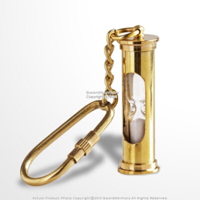 Handgefertigter Designer Messing golden Miniatur Sand Timer Glas Schlüsselanh...