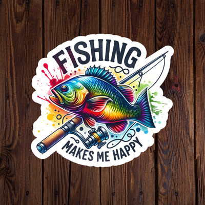 Fishing makes me happy sticker vinyl decal largemouth bass journal laptop
