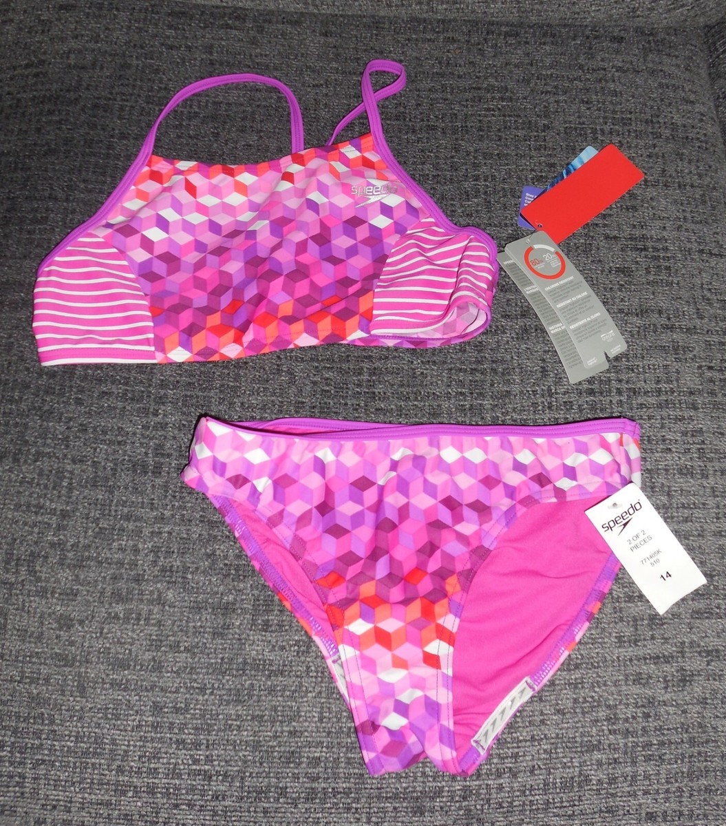 NWT Speedo Girls Bikini Swimsuit Set Electric Purple - 14 | eBay