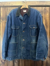 Big Mac Chore Coat XL Denim Blanket Lined Corduroy Collar Dark Union Made USA