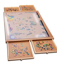 1000 Piece Puzzle Board with Drawers and Cover - Portable Wooden Jigsaw Puzzl...