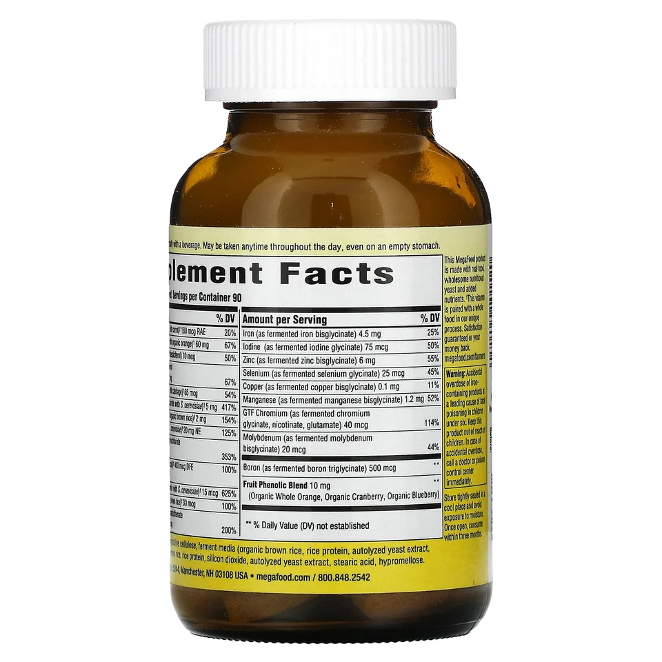 MegaFood One Daily 90 comprimidos sin lácteos, sin gluten, kosher, sin OGM, NSF Foto 3 de 3