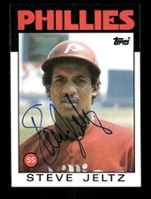1986 Topps 453 Steve Jeltz signed auto autograph  Blue Sharpie ASC BXCP58