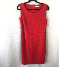 Calvin Klein Dress Womens 8 Red Sleeveless Sheath Career Work Elegant Fitted