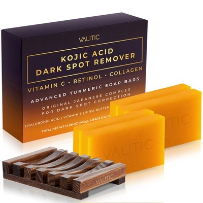 Kojic Acid Dark Spot Remover Soap Bar with Vitamin C, Retinol, Collagen, Turm...