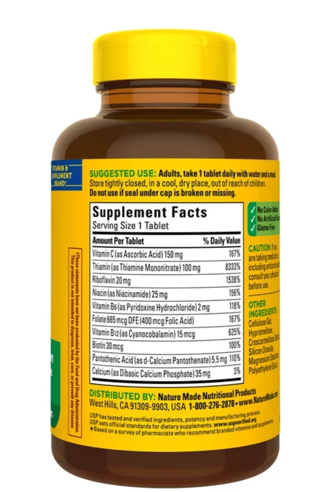 Nature Made Super B-Complex with Vitamin C & Folic Acid / 5 pack of 460 Tablets - Image 4 of 4