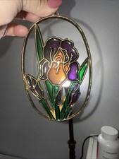 Stained glass look Purple Iris suncatcher NOT real stained glass. STO-291