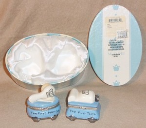 Mud Pie Prince 1st Tooth & Haircut Ceramic Hinged Trinket Box Set - Nordstrom