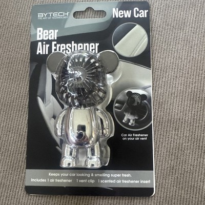 Bear Car Air Freshener Vent Clip  New Car Scent NWT Bytech