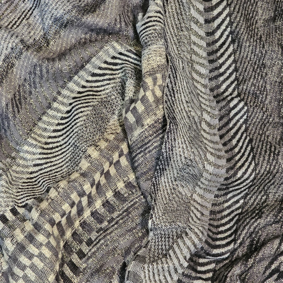 CollectionEighteen Shawl Wrap Scarf Black Gray Metallic Checkered 21"x66" - Image 3 of 4