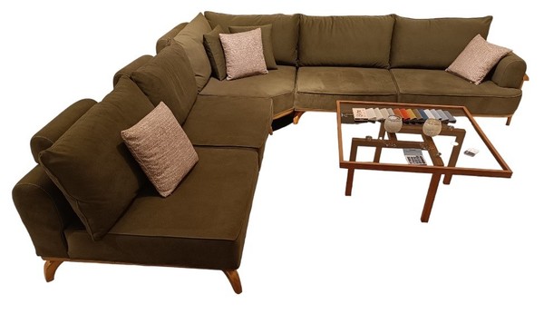 Braunes Ecksofa LuxuriöSe Wohnzimmer L-Form Couch Designer Polster MöBel-image