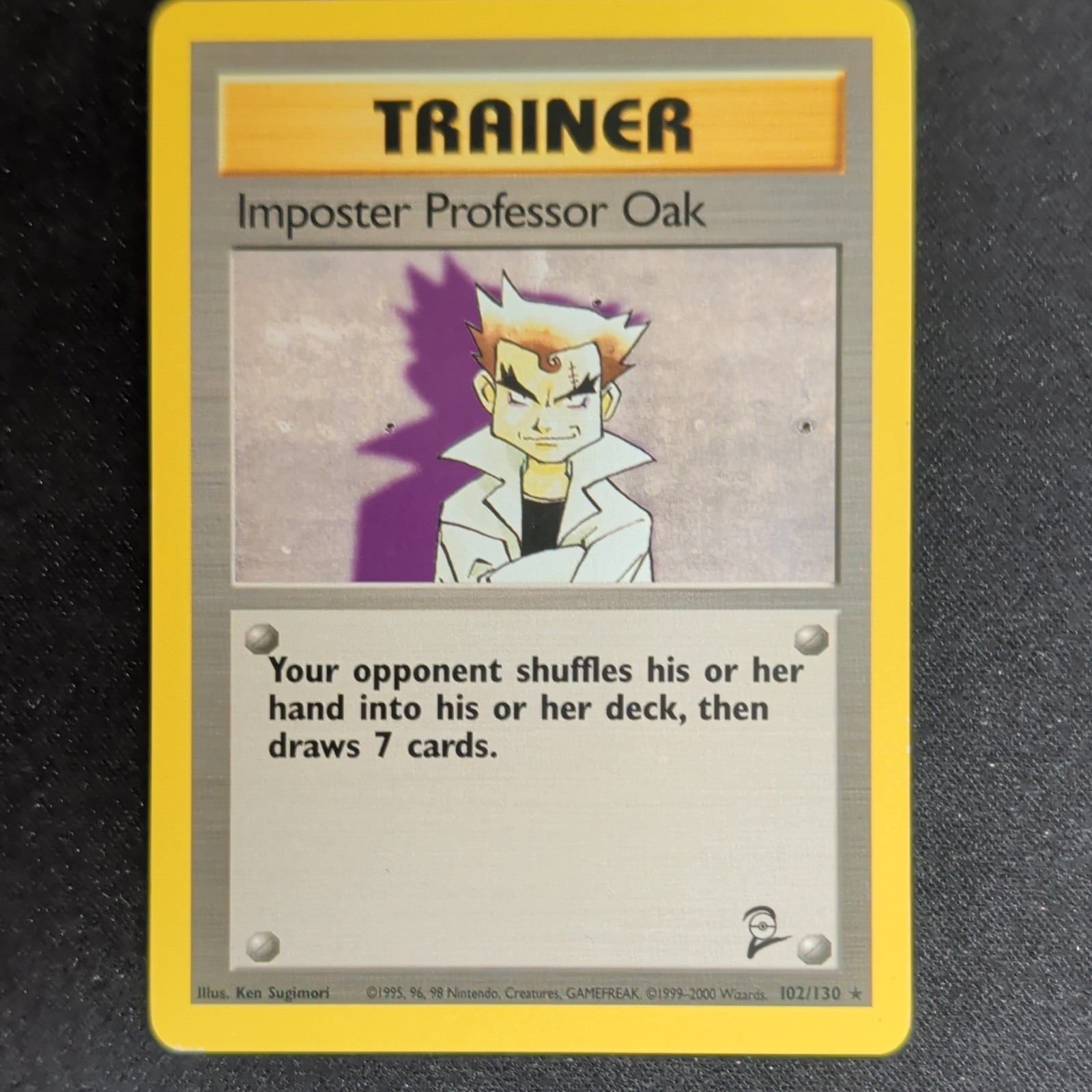 Pokemon Imposter Professor Oak Base Set 2 102/130 Rare Regular Unlimited 2000