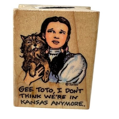 Gee Toto Rubber Stamp Wizard Oz Turner Art Dorothy Quote Wood 2 x 2