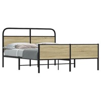 Metallbett Sonoma-Eiche 160X200 Cm Ohne Matratze