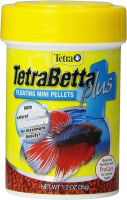 TetraBetta PLUS Floating Mini Pellets, Fish Food 1.2 Ounce (Pack of 1), Multi 