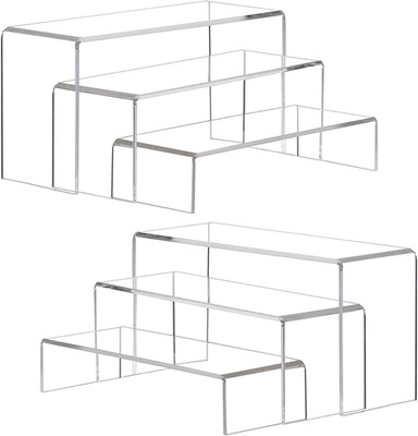 Large Acrylic Display Risers, 2 Sets(11.2 L~11.6 L~12 L) Clear Rectangular Showc