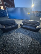 3 + 2 Seater Black Leather Sofa Set GREAT CONDITION DELIVERY AVAILABLE🚚