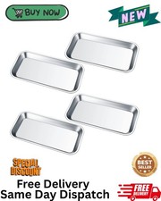 4 Pcs Small Instrument Tray, Stainless Steel Rectangular Laboratory Supplies Tra