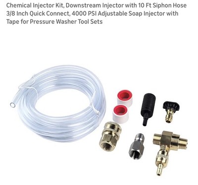 Chemical Injector Kit Downstream Injection For Pressure Washer Tool Set