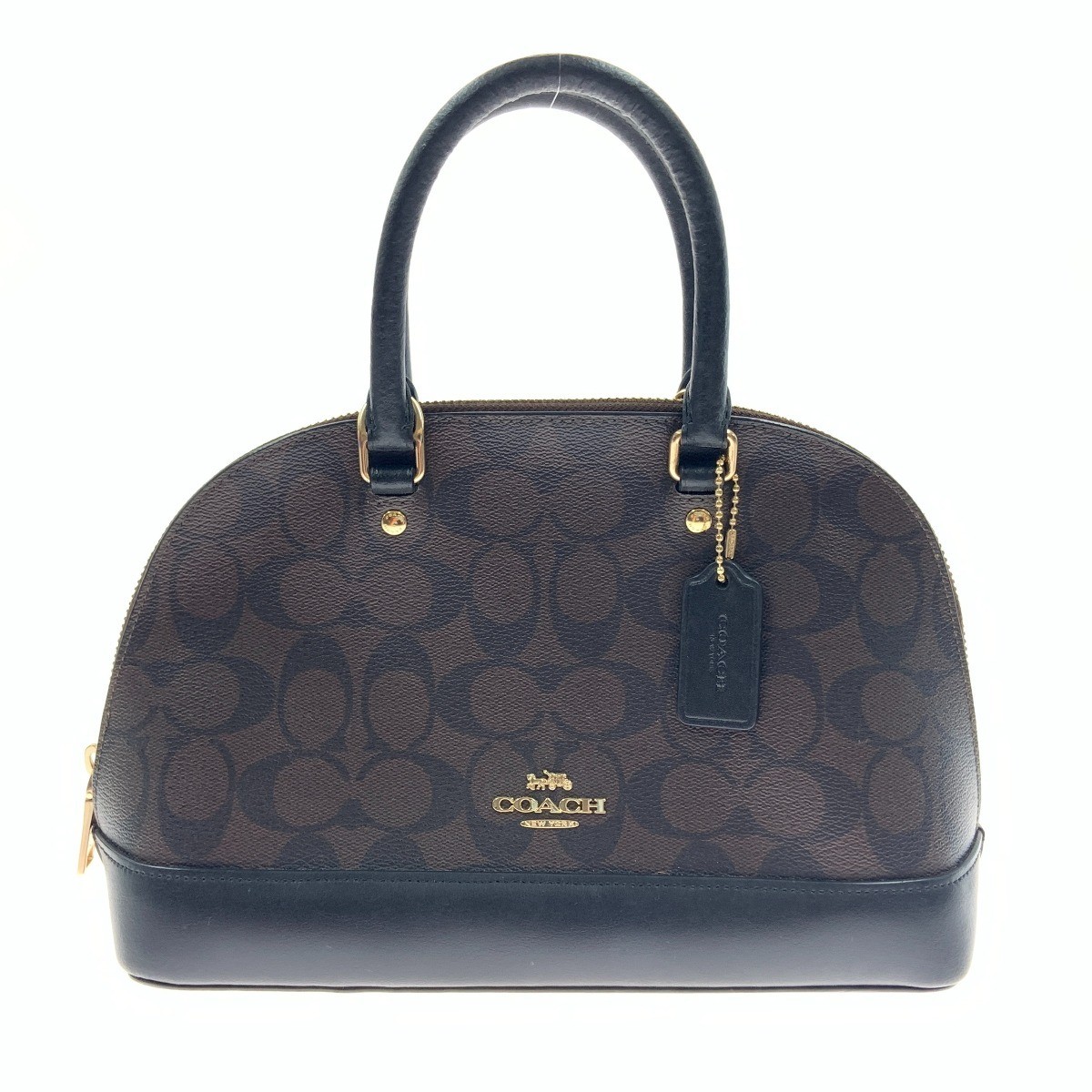 Coach Signature 2-Way Brown Handbag F27583 with Minor Wear