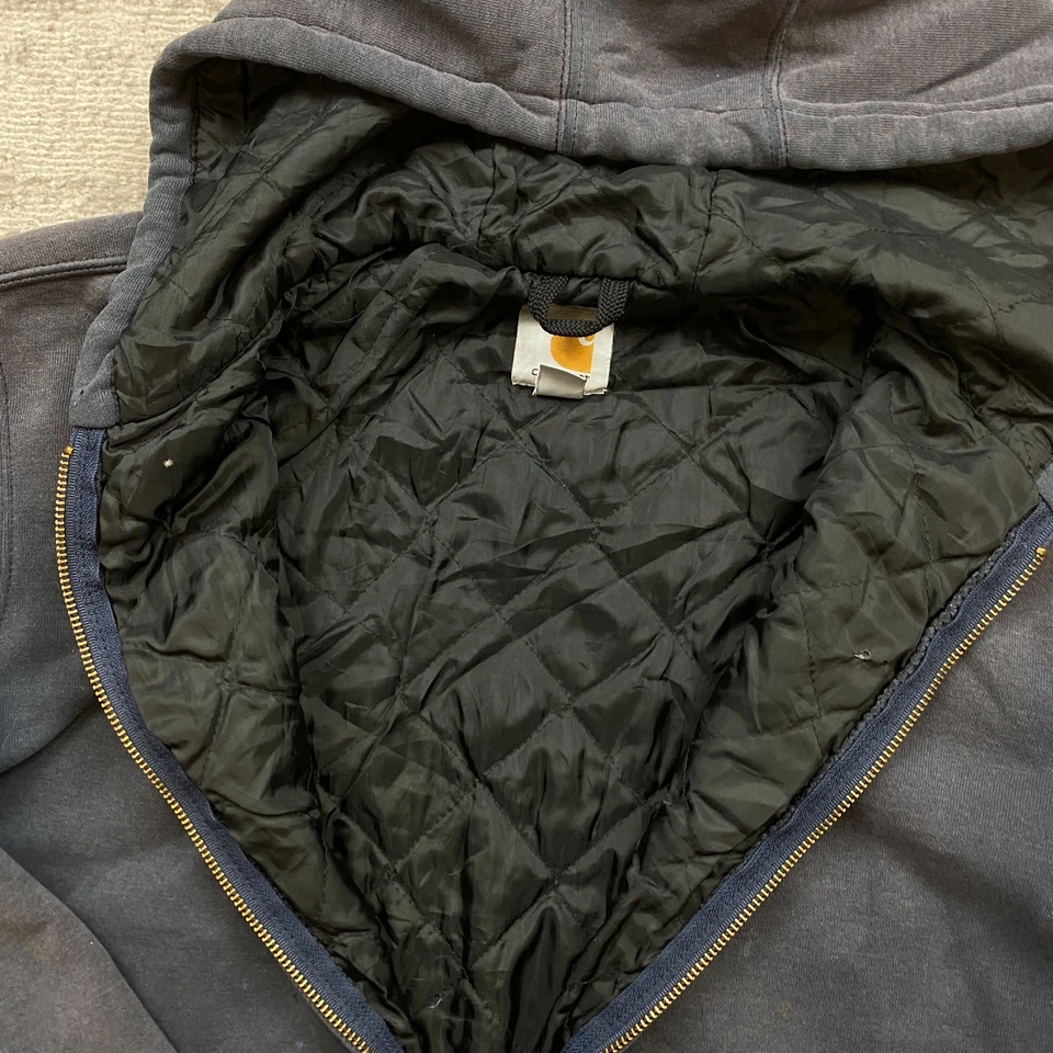 Carhartt Rain Defender 3 Season Midweight Quilted Hoodie Medium Blue 100631 Zip - Image 2 of 4