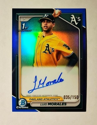 Luis Morales 2024 1st Bowman Chrome AUTO BLUE REFRACTOR 035/150 Raw Prospect z1