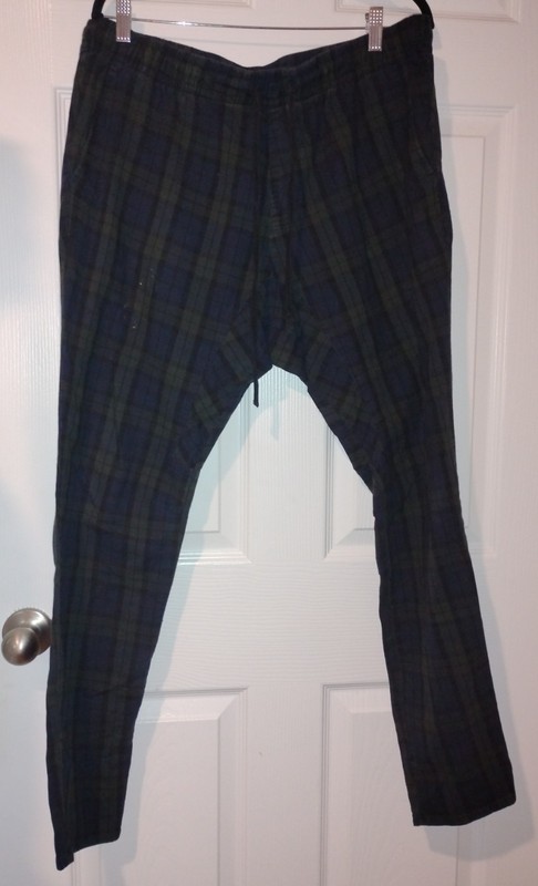 Pacsun Mens Plaid Skinny Joggers Dark Green XL