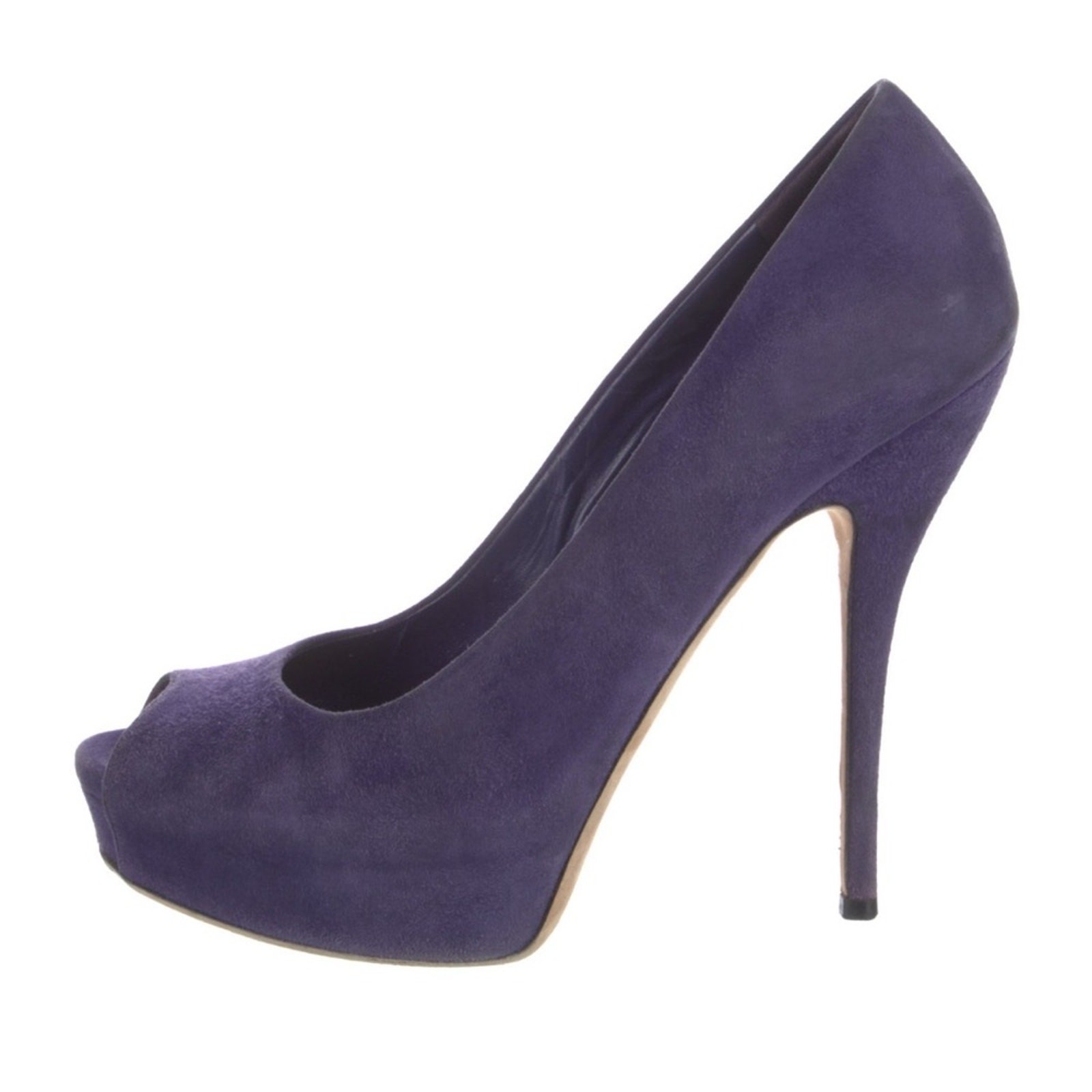 Gucci Purple Suede Platform Peep Toe Stiletto Heels Size IT 37.5 thumbnail 6