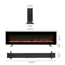 Image of LED Fireplace Media Wall Fire Wall Mounted Standing Electric Heater 40/50/60 in.