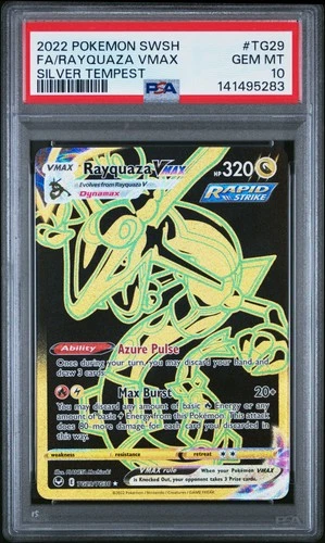 2022 POKEMON SWORD & SHIELD SILVER TEMPEST #TG29 FULL ART/RAYQUAZA VMAX PSA 10