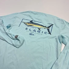 Pelagic Shirt Youth Large Blue Long Sleeve UPF 50+ Sun Fishing Marlin Graphic