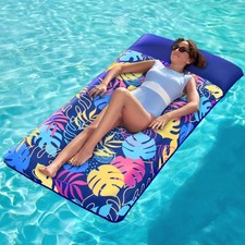 Inflatable Pool Floats Raft - XL Fabric Covered Pool Mat Lounger Floaties for...